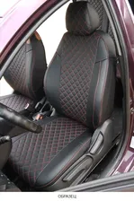 Автомобильные чехлы Geely Emgrand x7 2013- экокожа ромб красная нитка